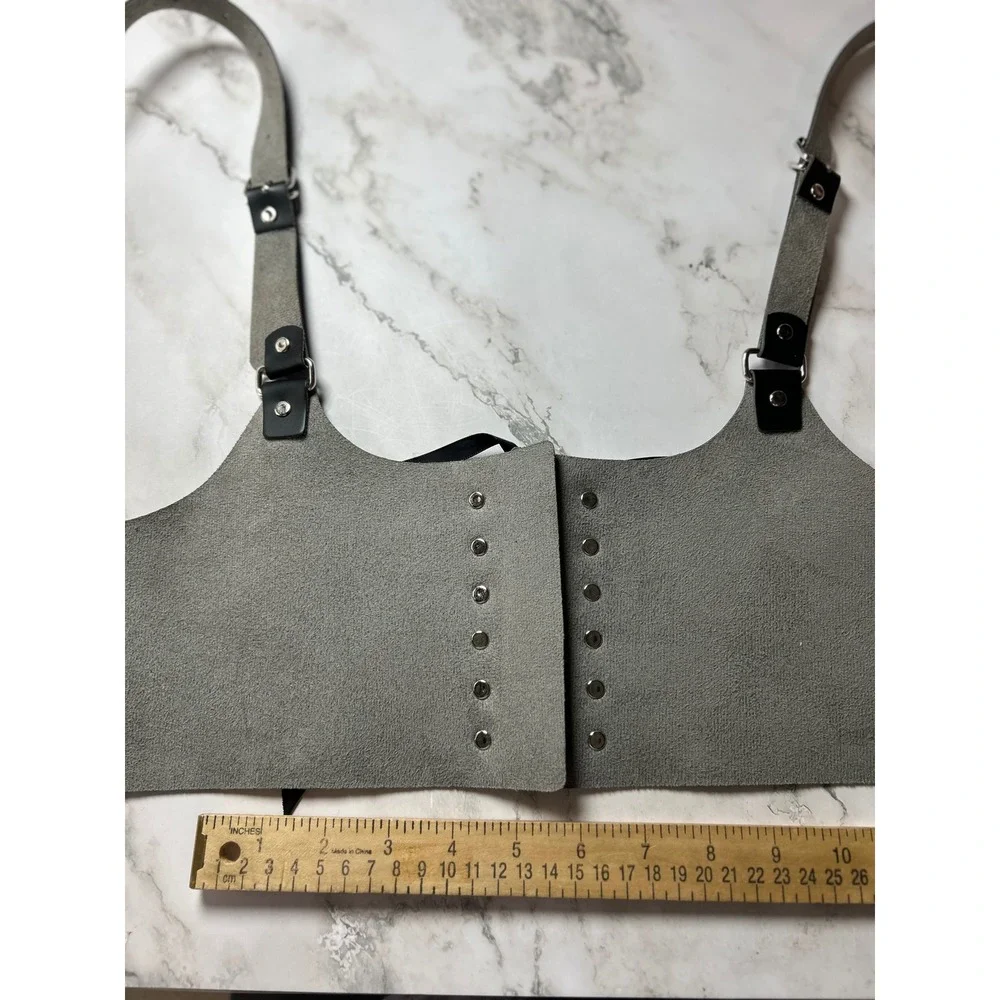 Black Faux Leather Lace Up Harness Vest Adjustable Buckle Straps Gothic Punk